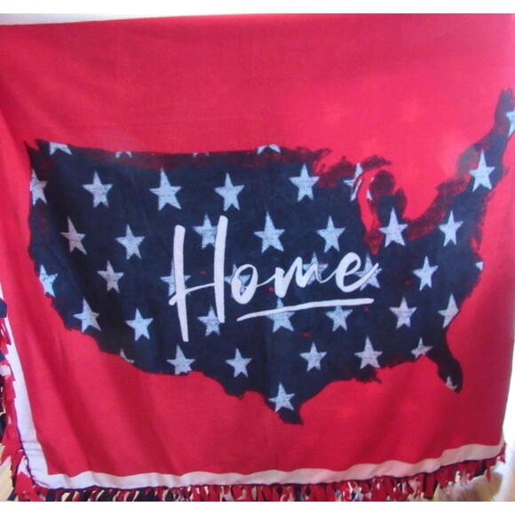Unbranded Other - American Patriotic Home Red White and Blue Soft Fleece Handmade Tie Blanket NWOT
